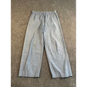 J.Crew Womens Blue Cotton Chambray Wide Leg Drawstring Pants Size 10